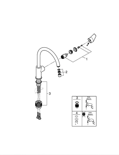 Смеситель для кухни GROHE BauEdge с высоким C-образным изливом, хром (31233001) Смеситель для кухни GROHE BauEdge с высоким C-образным изливом, хром (31233001)