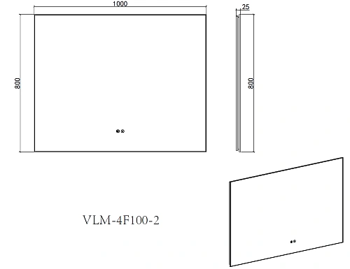 Зеркало Vincea LED VLM-4F100GM-2 1000х800 сенсорное, антизапотевание, вороненая сталь Зеркало Vincea LED VLM-4F100GM-2 1000х800 сенсорное, антизапотевание, вороненая сталь