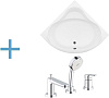 Картинка анонса товара «акриловая ванна aquanet santiago 160x160 (каркас + смеситель grohe bauedge 2511700a) 00204034 + 00169186 + 00240613»