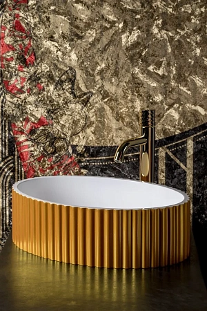 Раковина Armadi Art Canale рифл глянец золото 878-G Раковина Armadi Art Canale рифл глянец золото 878-G