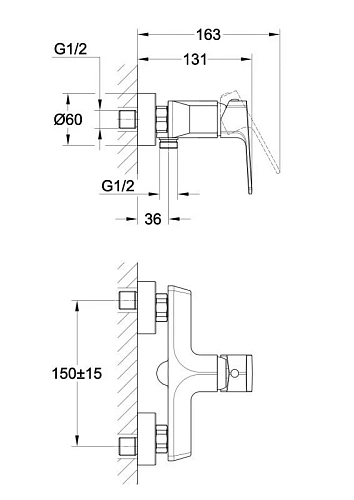 Смеситель для душа Cersanit WISLA (A63057) однорычажный 63057 Смеситель для душа Cersanit WISLA (A63057) однорычажный 63057