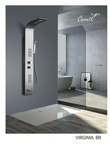 Душевая панель Ceruttispa VIRGINIA BR CT9983 из нержавеющей стали с форсунками, матовая нержавеющая сталь Душевая панель Ceruttispa VIRGINIA BR CT9983 из нержавеющей стали с форсунками, матовая нержавеющая сталь