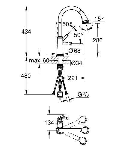 Смеситель для кухни GROHE QuickFix Gloucester, с высоким C-образным изливом, суперсталь (30422DC0) Смеситель для кухни GROHE QuickFix Gloucester, с высоким C-образным изливом, суперсталь (30422DC0)