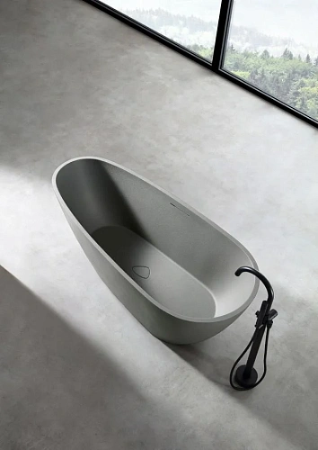 Ванна отдельностоящая ABBER AM9911MLG 170x75 универсальная, светло-серый матовая, искусственный камень Ванна отдельностоящая ABBER AM9911MLG 170x75 универсальная, светло-серый матовая, искусственный камень