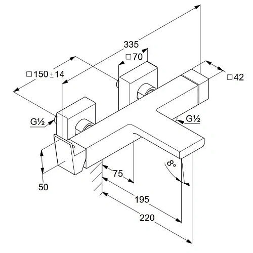Смеситель для ванны Kludi DECUS 54691N275 оружейная сталь Смеситель для ванны Kludi DECUS 54691N275 оружейная сталь