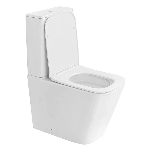 Унитаз напольный ABBER Rechteck AC1210TMW компакт белый матовый, безободковый, смыв торнадо с крышкой микролифт Унитаз напольный ABBER Rechteck AC1210TMW компакт белый матовый, безободковый, смыв торнадо с крышкой микролифт