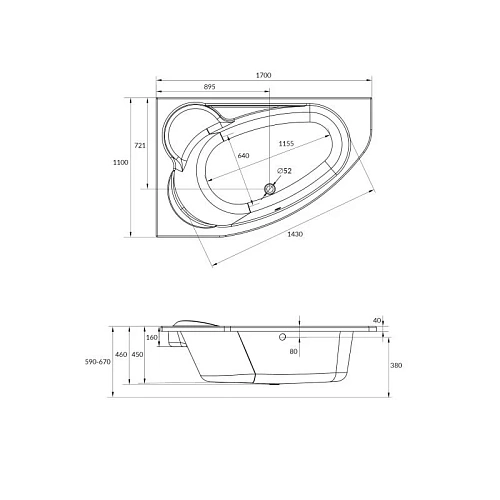 Акриловая ванна Cersanit KALIOPE (WA-KALIOPE*170-L) 170x110 левая 63443 Акриловая ванна Cersanit KALIOPE (WA-KALIOPE*170-L) 170x110 левая 63443