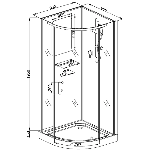 Душевая кабина Ceruttispa KORRA90T 90x90x205 профиль хром, стекло прозрачное Душевая кабина Ceruttispa KORRA90T 90x90x205 профиль хром, стекло прозрачное