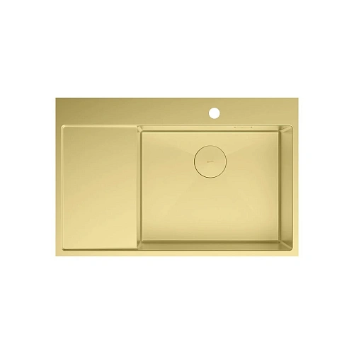 Кухонная мойка Lemark KEZADRA 780P из нержавеющей стали, с крылом (чаша справа), светлое золото 9938154 Кухонная мойка Lemark KEZADRA 780P из нержавеющей стали, с крылом (чаша справа), светлое золото 9938154