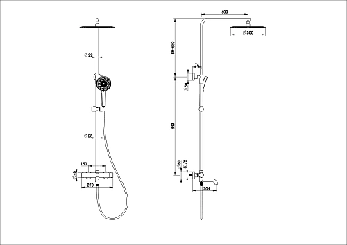 Душевая система Wonzon & Woghand с термостатом, темный графит (WW-88739903-BGM) Душевая система Wonzon & Woghand с термостатом, темный графит (WW-88739903-BGM)