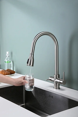 Смеситель для кухни Paulmark LANGE брашированная сталь La214212-BS Смеситель для кухни Paulmark LANGE брашированная сталь La214212-BS