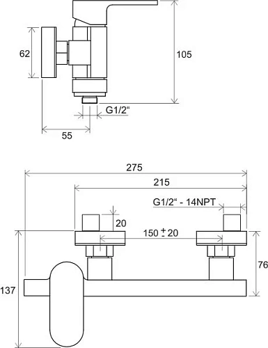 Смеситель для душа Ravak Chrome CR 032.00/150 (X070043) Смеситель для душа Ravak Chrome CR 032.00/150 (X070043)
