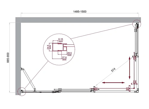 Душевой уголок BelBagno LUCE-AH-21-150/90-C-Cr Душевой уголок BelBagno LUCE-AH-21-150/90-C-Cr