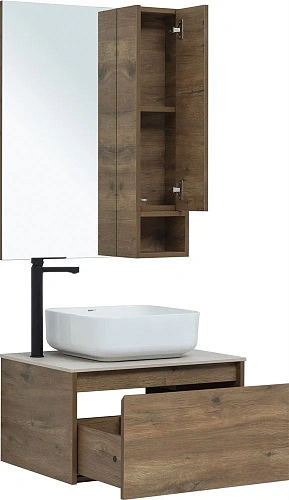 Комплект мебели STWORKI Карлстад 60 дуб рустикальный, простоун беж, с отверстием под смеситель в сто 425192 Комплект мебели STWORKI Карлстад 60 дуб рустикальный, простоун беж, с отверстием под смеситель в сто 425192