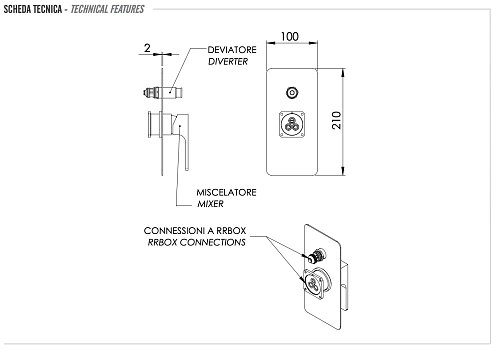 Смеситель для душа Remer Absolute AU09KBVO, состаренная латунь Смеситель для душа Remer Absolute AU09KBVO, состаренная латунь