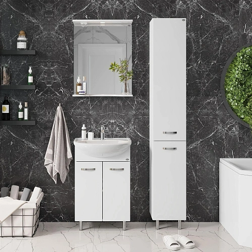 Тумба под раковину Onika Коралл 50 см 105032 напольная, белая (для Уют 50) Тумба под раковину Onika Коралл 50 см 105032 напольная, белая (для Уют 50)