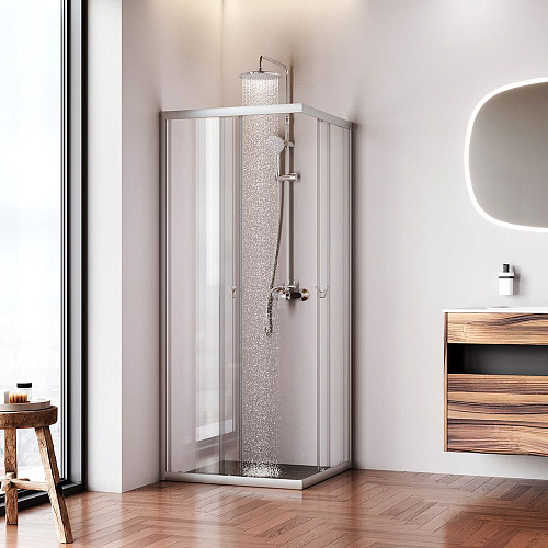Душевой уголок AM.PM Sunny W87G-403-8080-MT 80x80 серебро, стекло прозрачное Душевой уголок AM.PM Sunny W87G-403-8080-MT 80x80 серебро, стекло прозрачное