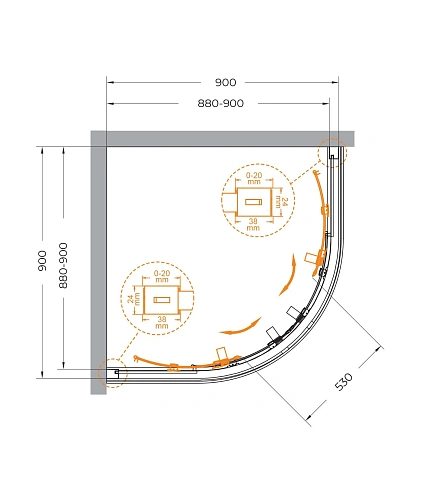 Душевой уголок CEZARES RELAX-304-R-2-90-C-CR 90x90см стекло прозрачное, профиль хром Душевой уголок CEZARES RELAX-304-R-2-90-C-CR 90x90см стекло прозрачное, профиль хром