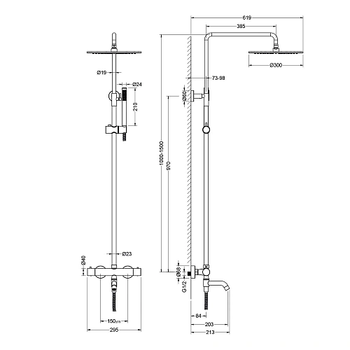 Душевая система Timo Saona SX-2380/03 с термостатом черный Душевая система Timo Saona SX-2380/03 с термостатом черный