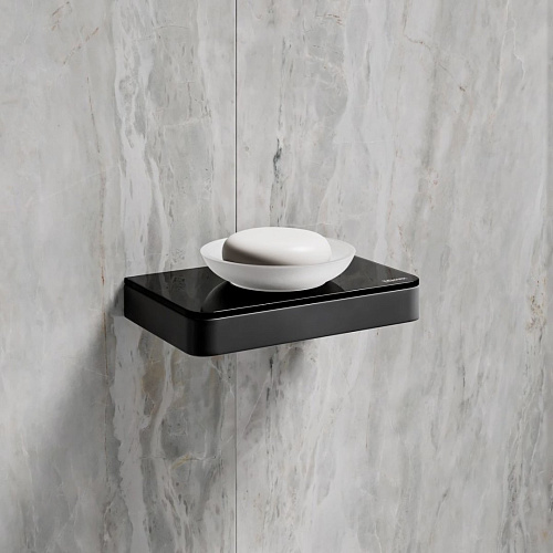 Мыльница Lemark GLASS LINE с держателем, чёрный матовый/черное стекло 9742039 Мыльница Lemark GLASS LINE с держателем, чёрный матовый/черное стекло 9742039