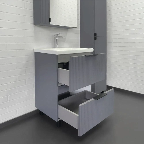 Тумба с раковиной Comforty Лима-60Н2 00-00019209 антрацит раковина Como 60 Тумба с раковиной Comforty Лима-60Н2 00-00019209 антрацит раковина Como 60