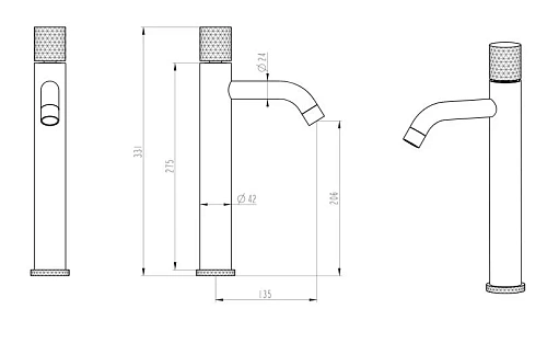 Смеситель для раковины Boheme STICK GUN METAL LINEA 122-GM.4 Смеситель для раковины Boheme STICK GUN METAL LINEA 122-GM.4