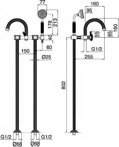 Смеситель для ванны CEZARES APHRODITE-VDP-03/24-S1 Смеситель для ванны CEZARES APHRODITE-VDP-03/24-S1