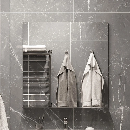 Зеркало DIWO Смоленск 80 с полкой, черное, в стиле лофт, квадратное 482826 Зеркало DIWO Смоленск 80 с полкой, черное, в стиле лофт, квадратное 482826