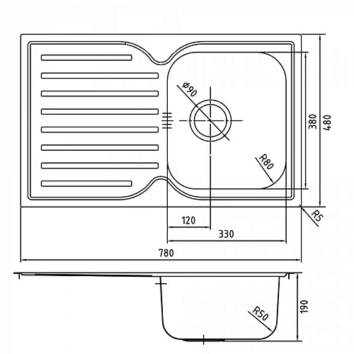 Кухонная мойка IDDIS Strit S (STR78SDi77S), нержавеющая сталь, шелк, 780x480 Кухонная мойка IDDIS Strit S (STR78SDi77S), нержавеющая сталь, шелк, 780x480