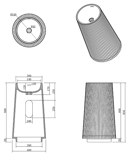 Раковина Boheme Torre 801-Torre-BUR напольная Corian 480x480x850 Burgundy Раковина Boheme Torre 801-Torre-BUR напольная Corian 480x480x850 Burgundy