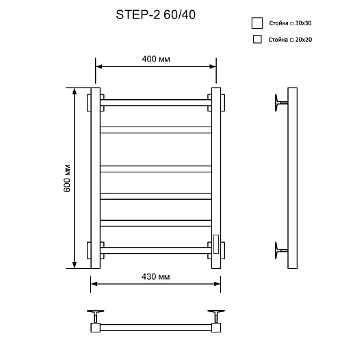 Полотенцесушитель электрическийкабельный Ника STEP-2 60/40 U Полотенцесушитель электрическийкабельный Ника STEP-2 60/40 U