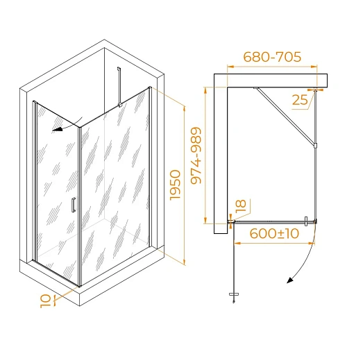 Душевой уголок RGW LE-034 (LE-003 + Z-14) 700x1000 мм 06123470-11 хром Easy Clean Душевой уголок RGW LE-034 (LE-003 + Z-14) 700x1000 мм 06123470-11 хром Easy Clean