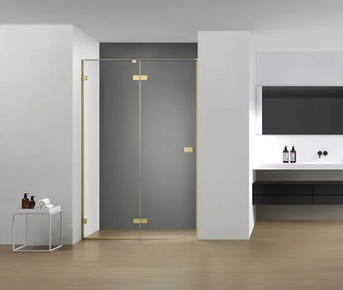 Душевая дверь AQUAme AQM7408-3-12 1200х2000 мм, стекло 8 мм, прозрачное, EasyClean, цвет профиля золото шлифованное Душевая дверь AQUAme AQM7408-3-12 1200х2000 мм, стекло 8 мм, прозрачное, EasyClean, цвет профиля золото шлифованное