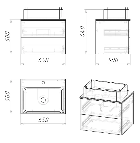 Тумба под раковину подвесная Grossman АЛЬБА-65 см с 2-я ящ. Веллингтон/белая (ум. GR-3016/Олимпия-56 106503 Тумба под раковину подвесная Grossman АЛЬБА-65 см с 2-я ящ. Веллингтон/белая (ум. GR-3016/Олимпия-56 106503