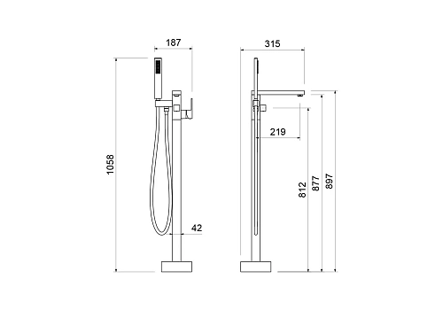Смеситель для ванны Aquatek ЛИБРА AQ1645MB Черный матовый, напольный Смеситель для ванны Aquatek ЛИБРА AQ1645MB Черный матовый, напольный