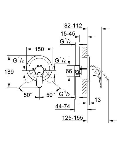 Смеситель для душа GROHE Start Eco (внешняя и встраиваемая части), хром (23269000) Смеситель для душа GROHE Start Eco (внешняя и встраиваемая части), хром (23269000)