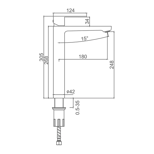 Смеситель для раковины Splenka S222.15.06, черный Смеситель для раковины Splenka S222.15.06, черный