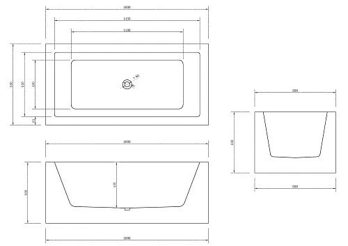 Ванна отдельностоящая ABBER AB9406-1.6 160x80 универсальная, белая акриловая Ванна отдельностоящая ABBER AB9406-1.6 160x80 универсальная, белая акриловая