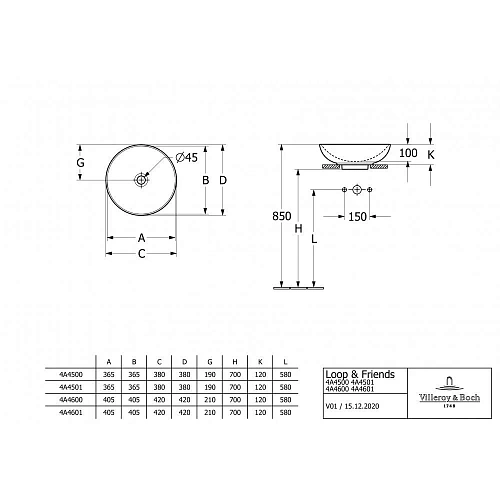 Раковина Villeroy & Boch Loop&Friends 38 x 38 см 4A450001 накладная Раковина Villeroy & Boch Loop&Friends 38 x 38 см 4A450001 накладная