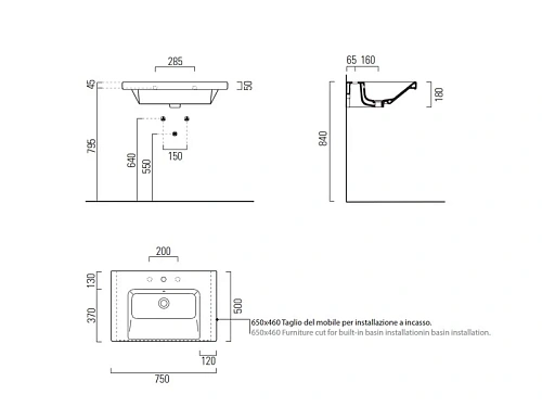 Раковина GSI Norm 8687111 75 см Раковина GSI Norm 8687111 75 см