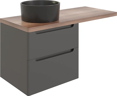 Тумба с раковиной STWORKI Берген 60 серая с темной столешницей 122, с раковиной на выбор, R 549638 Тумба с раковиной STWORKI Берген 60 серая с темной столешницей 122, с раковиной на выбор, R 549638