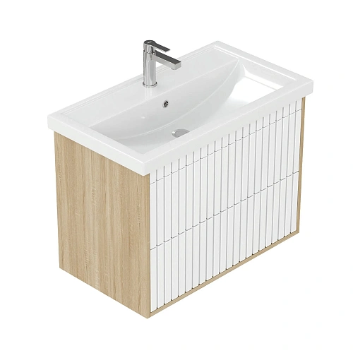 Тумба под раковину Onika Дайлер 80 см 108061 подвесная белая/дуб сонома (для Фостер 80) Тумба под раковину Onika Дайлер 80 см 108061 подвесная белая/дуб сонома (для Фостер 80)