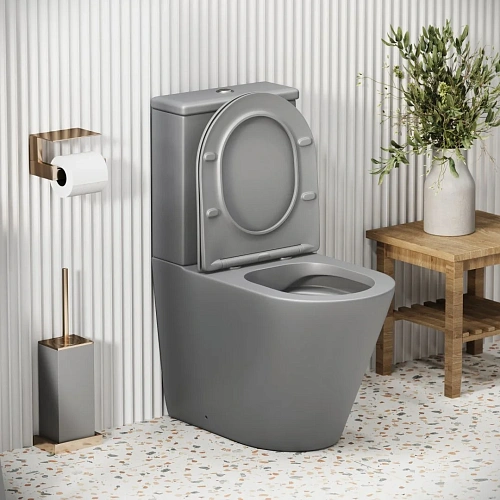 Унитаз напольный GROSSMAN GR-4480GLMS Color 620x365x810 серый матовый безободковый с сиденьем Унитаз напольный GROSSMAN GR-4480GLMS Color 620x365x810 серый матовый безободковый с сиденьем