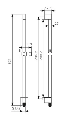 Душевая штанга Kaiser хром R-1142 Душевая штанга Kaiser хром R-1142