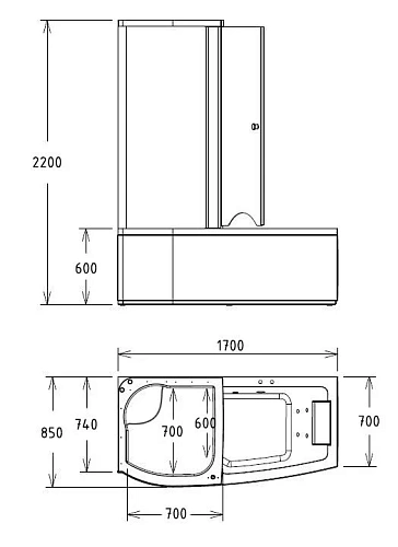 Акриловая ванна Gemy G8040 B L 170x85 угловая, асимметричная, левая, гидромассажная Акриловая ванна Gemy G8040 B L 170x85 угловая, асимметричная, левая, гидромассажная