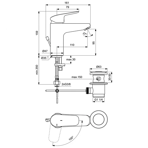 Смеситель для раковины Ideal Standard CERAFLEX B1715AA Смеситель для раковины Ideal Standard CERAFLEX B1715AA