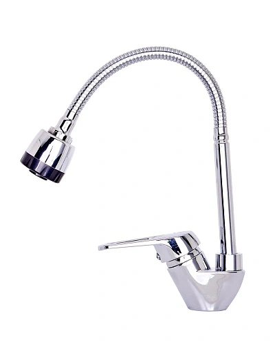 Смеситель для кухни OneLife P11-004cr полимерный с гибким изливом, хром Смеситель для кухни OneLife P11-004cr полимерный с гибким изливом, хром