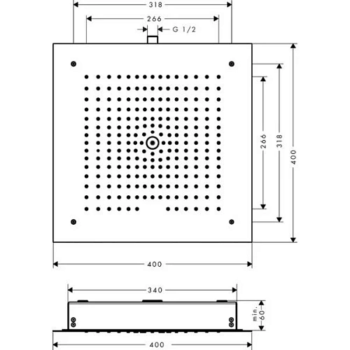 Верхний душ Hansgrohe Raindance Е 1 jet 400×400 мм, хром 26253000 Верхний душ Hansgrohe Raindance Е 1 jet 400×400 мм, хром 26253000