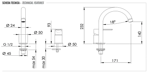 Смеситель для раковины Remer Energy EY57 Смеситель для раковины Remer Energy EY57