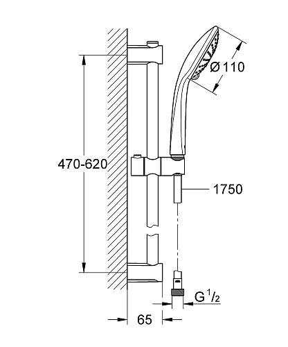 Душевой гарнитур GROHE Vitalio Joy Eco, 600 мм (27326000) Душевой гарнитур GROHE Vitalio Joy Eco, 600 мм (27326000)